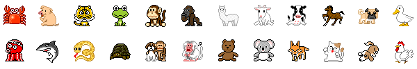 ドット絵アイコン 動物 生き物 無料ドット絵アイコン素材のピクセルガロー