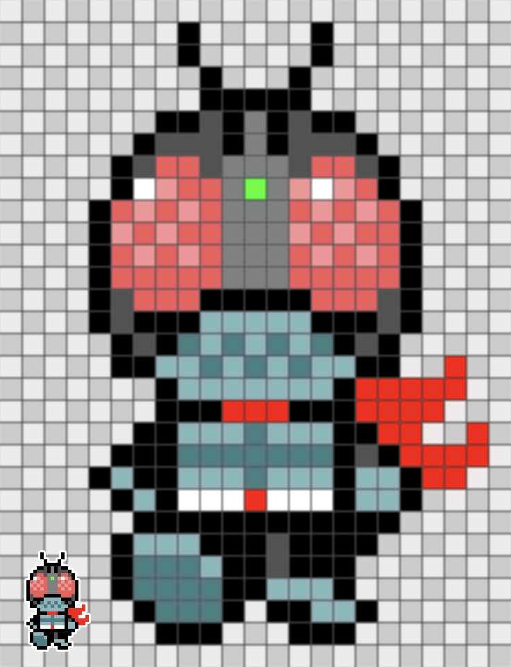 仮面ライダー1号 ドット絵図案