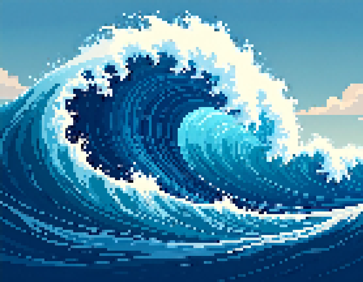 ドット絵 津波 イラスト アイキャッチ