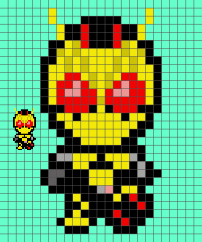 仮面ライダーゼロワンのドット絵図案