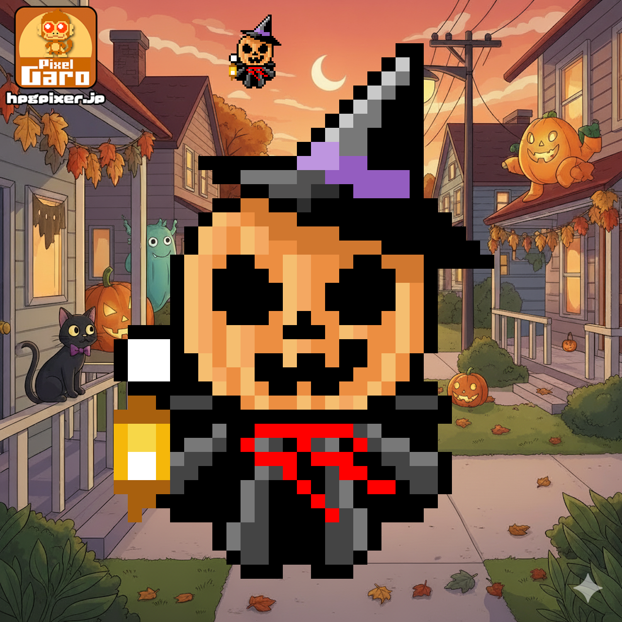 ジャック・オー・ランタンのドット絵アイコン アイキャッチ