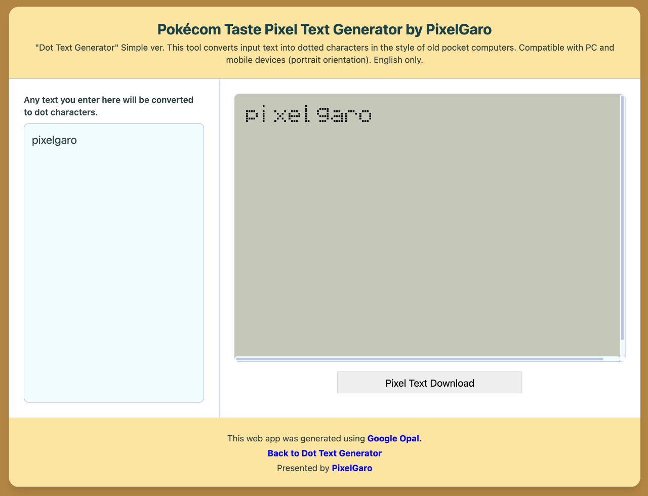 Pokécom Taste Pixel Text Generator アイキャッチ