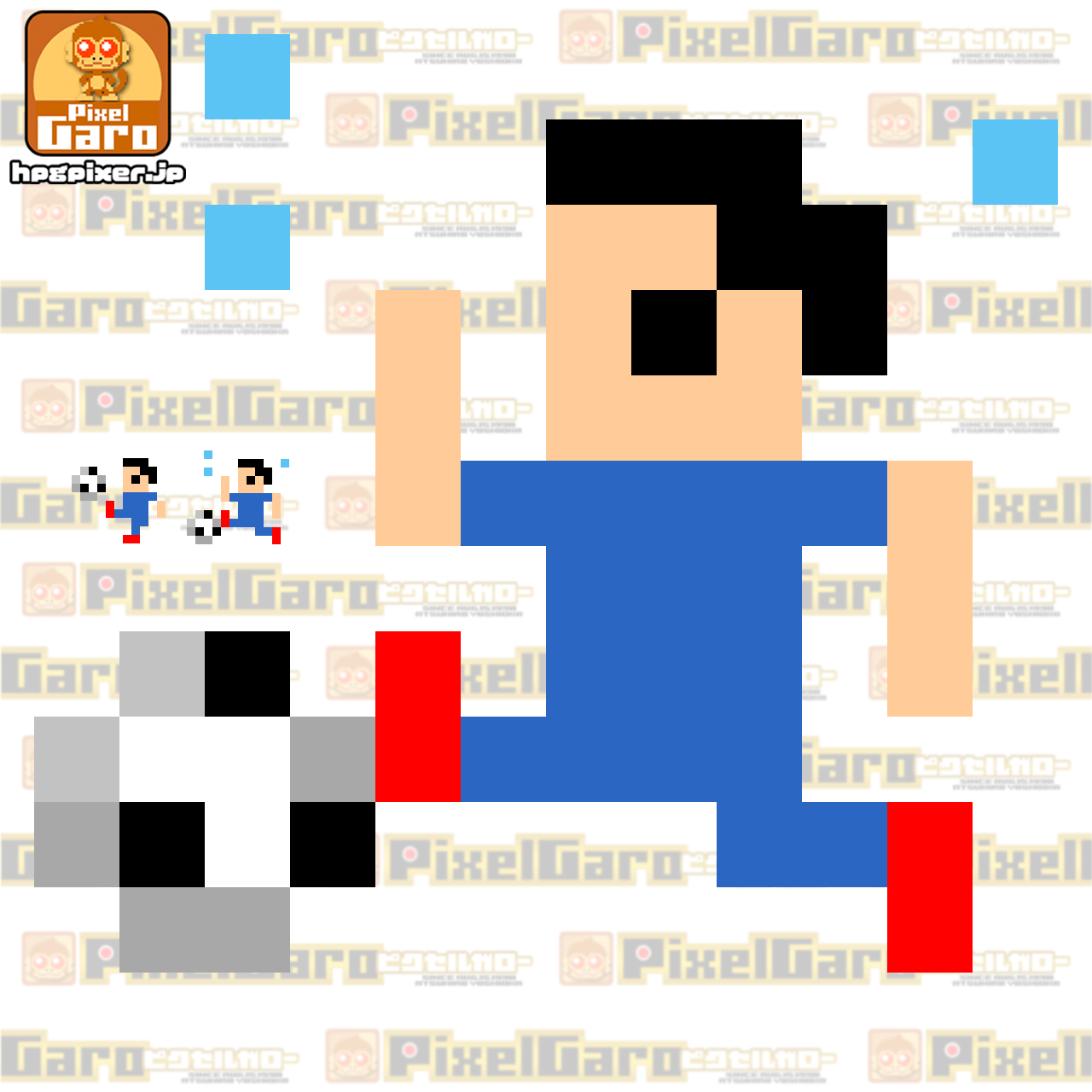 ミニマムなサッカー選手のドット絵アイコン アイキャッチ