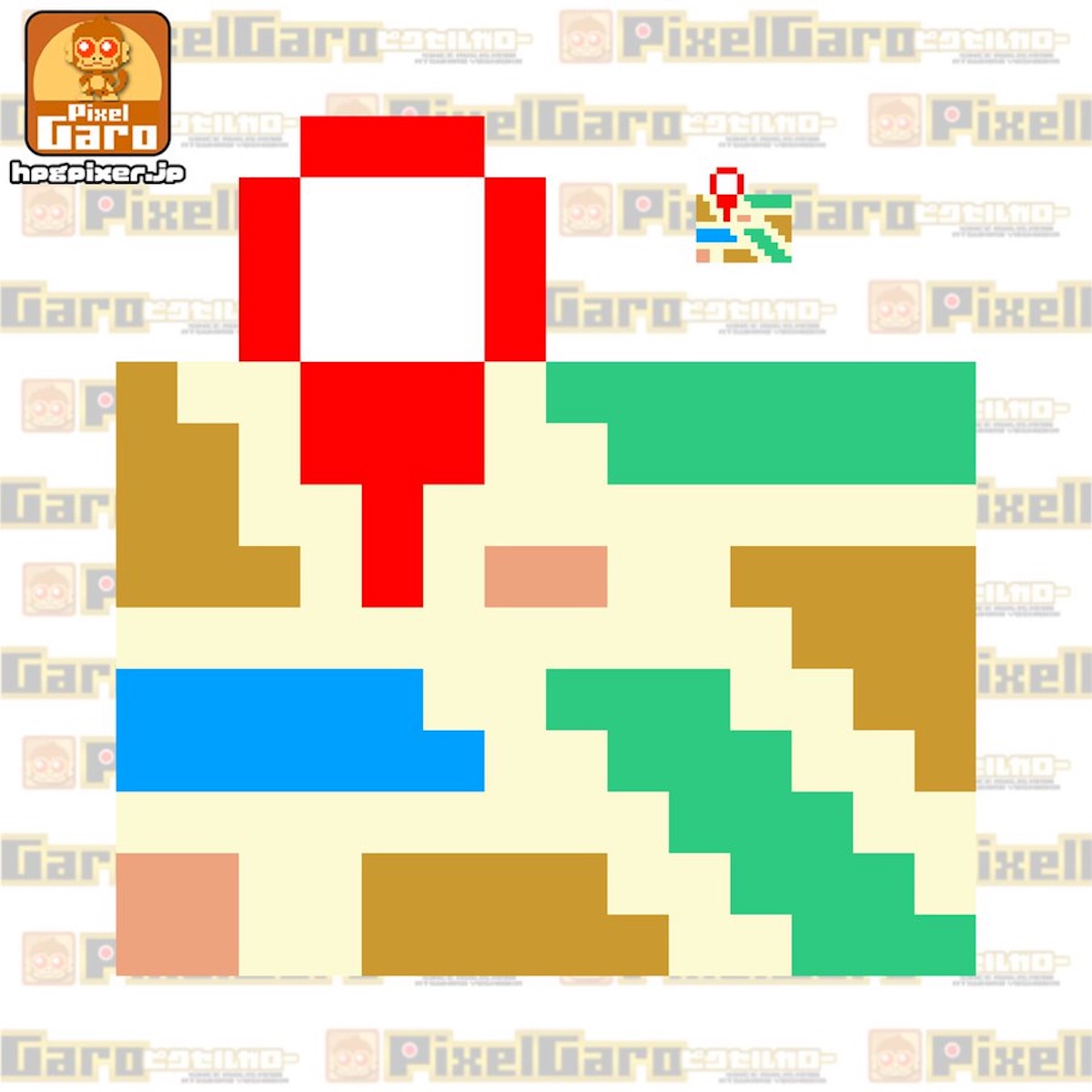 地図のミニドット絵アイコン アイキャッチ