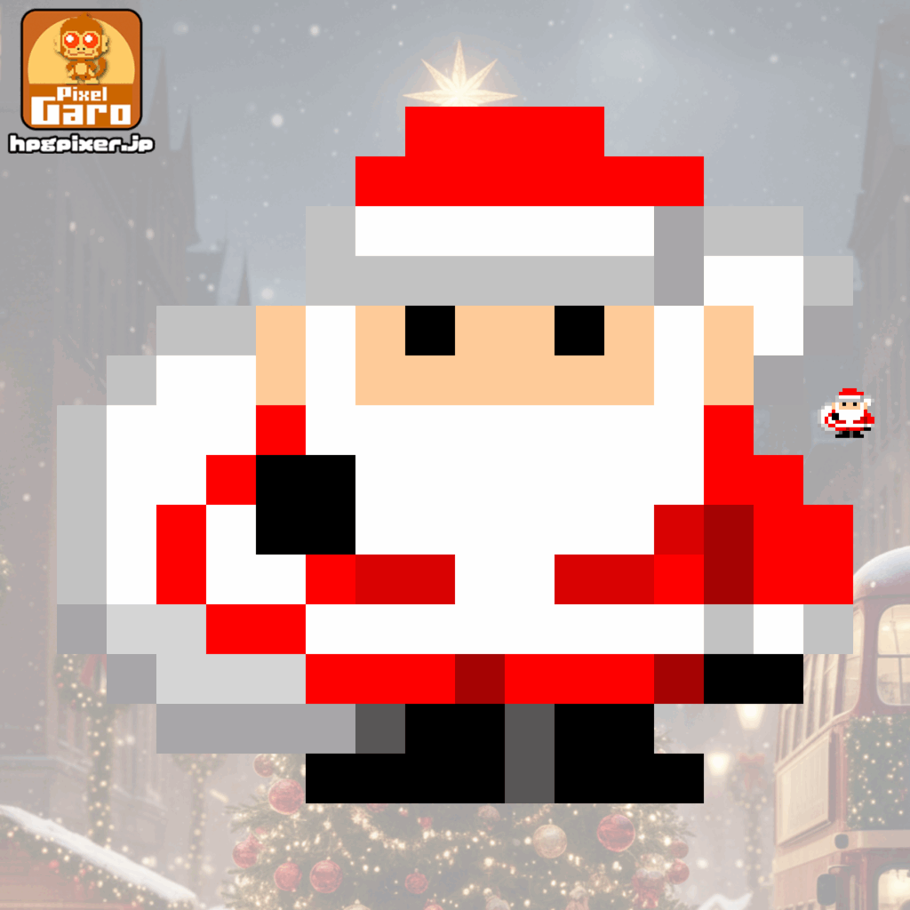 サンタクロースのミニドット絵アイコン