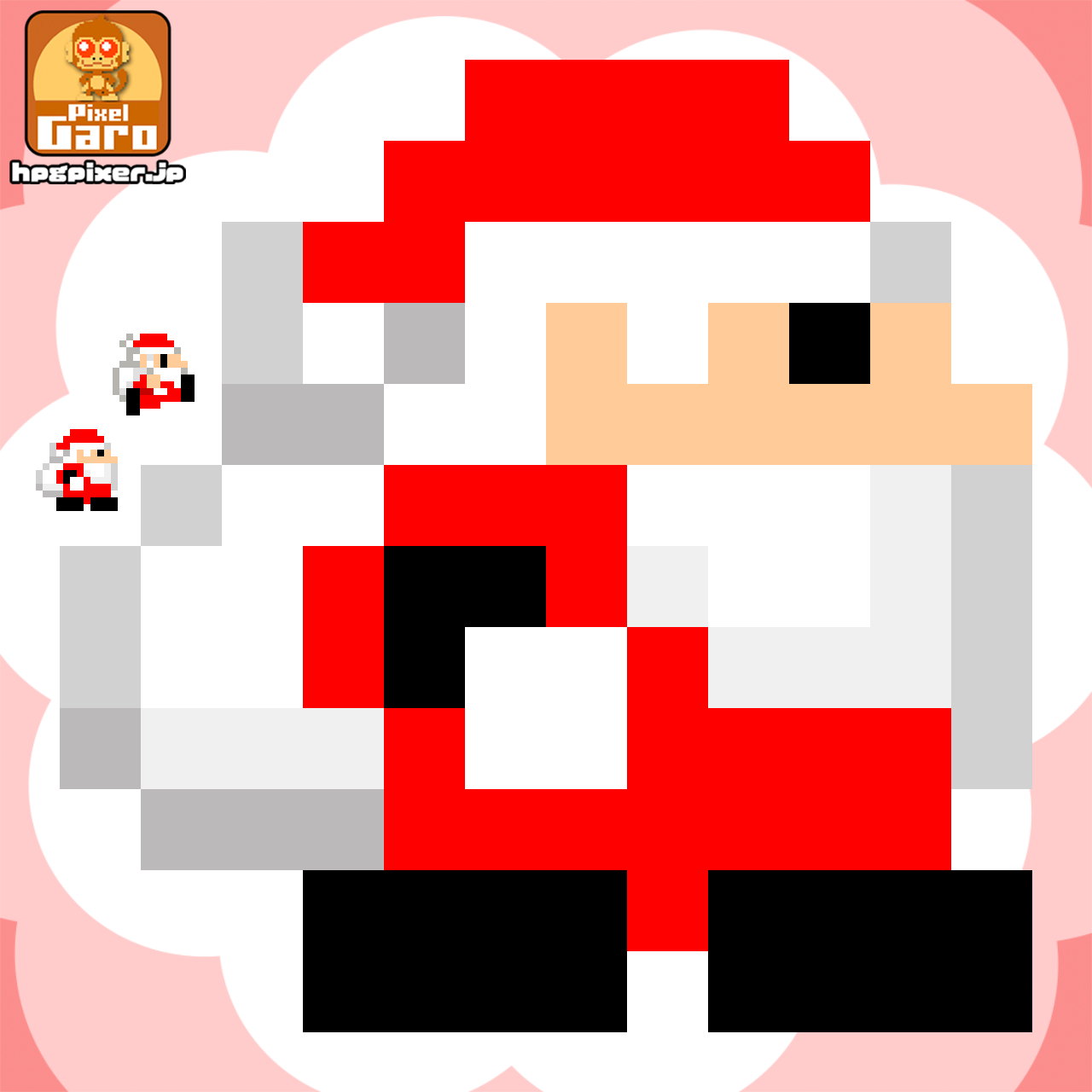 サンタクロースのミニマムドット絵アイコン アイキャッチ