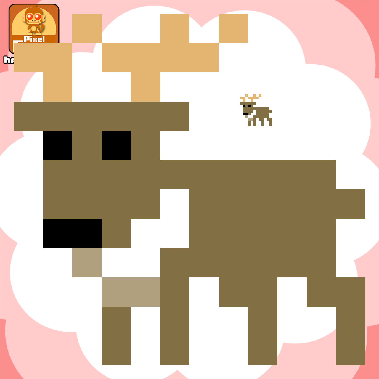 トナカイのミニマムミニドット絵アイコン アイキャッチ