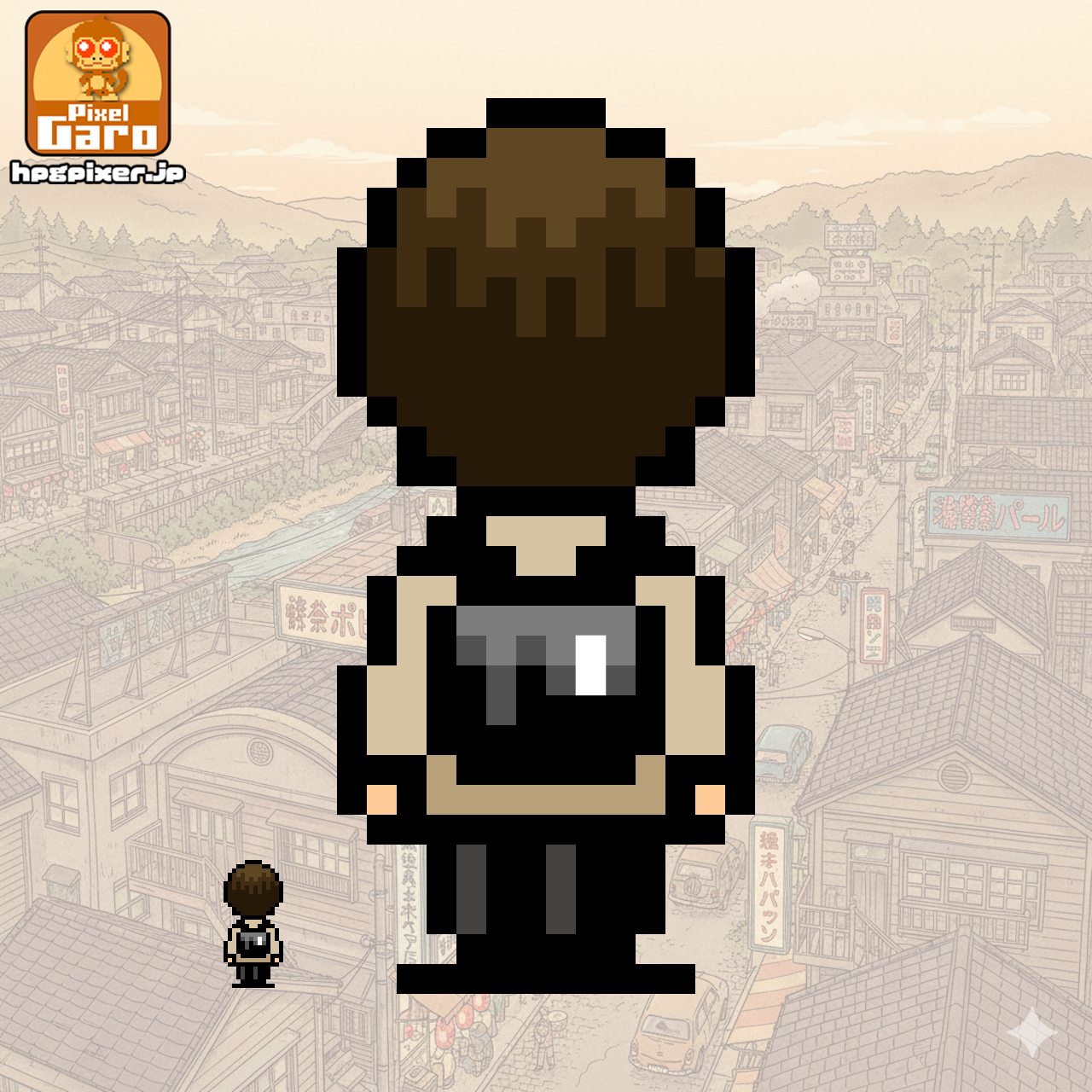 女性の旅人のドット絵アイコン アイキャッチ