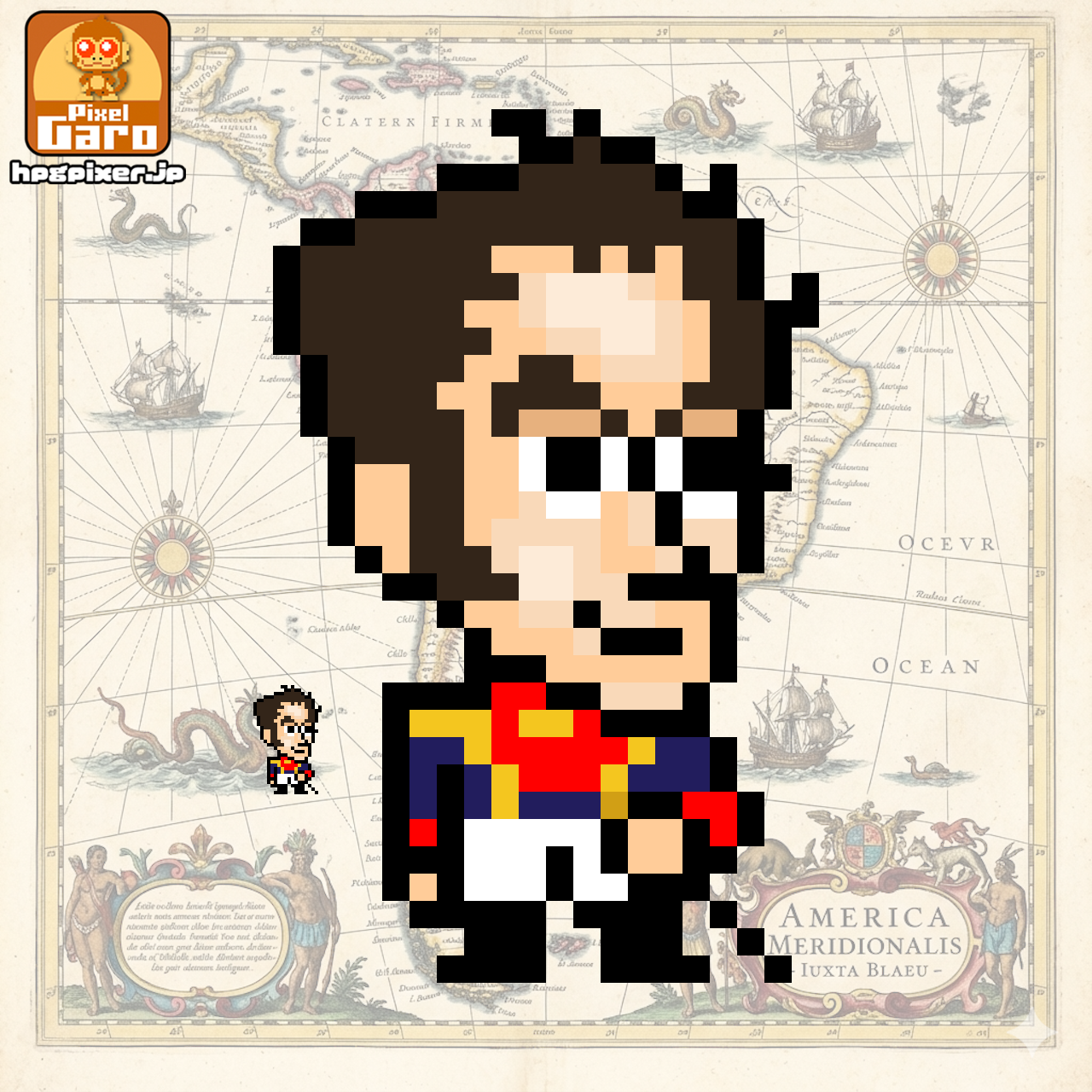 シモン・ボリバルのドット絵アイコン アイキャッチ