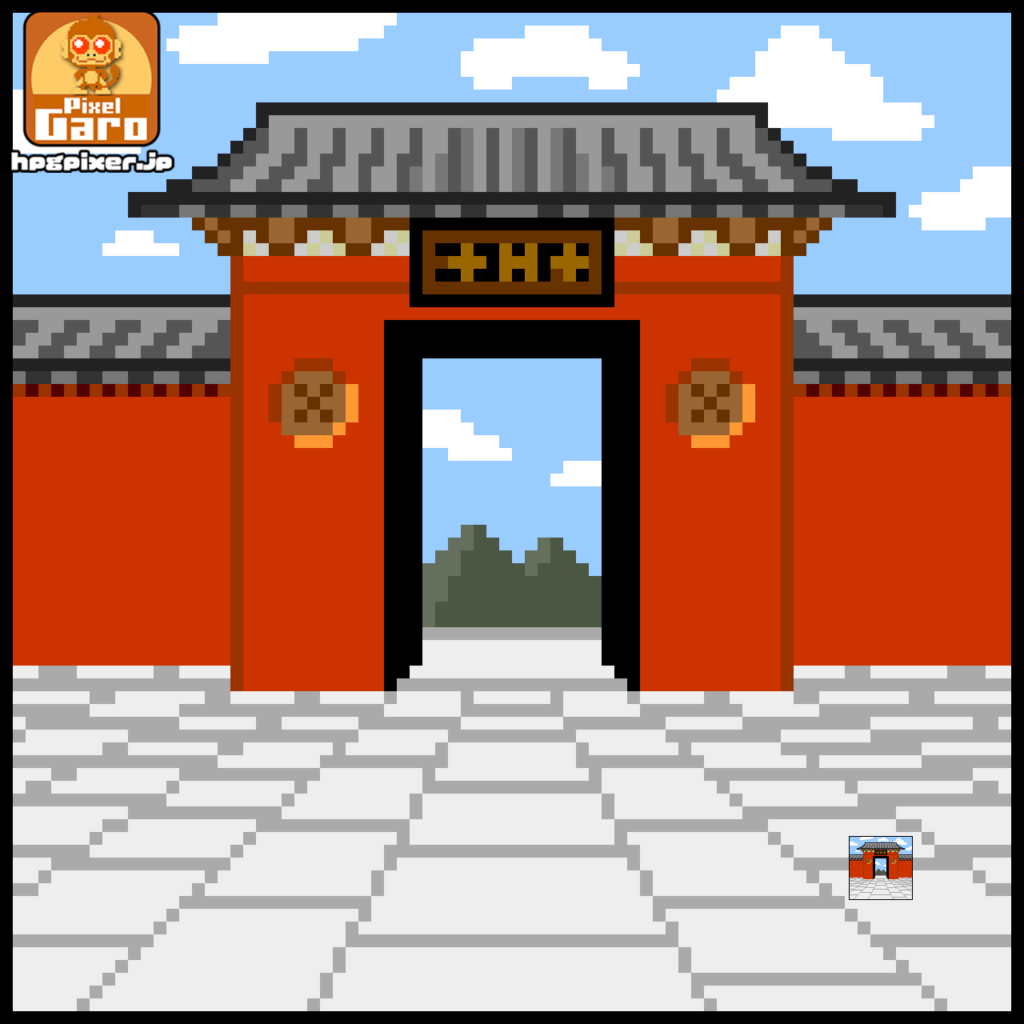 少林寺の寺院のドット絵アイコン
