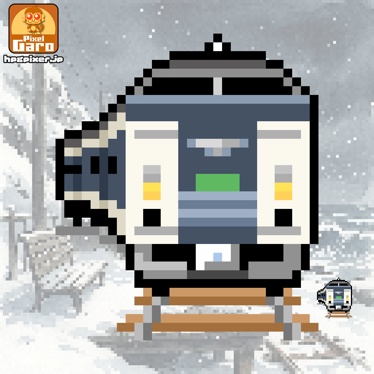 急行きたぐにタイプの電車のドット絵アイコン アイキャッチ