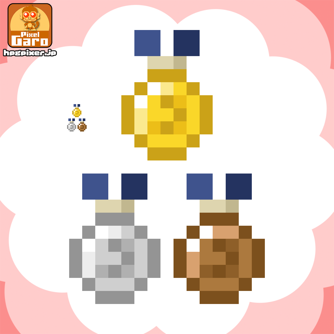 オリンピックメダルのドット絵アイコン アイキャッチ