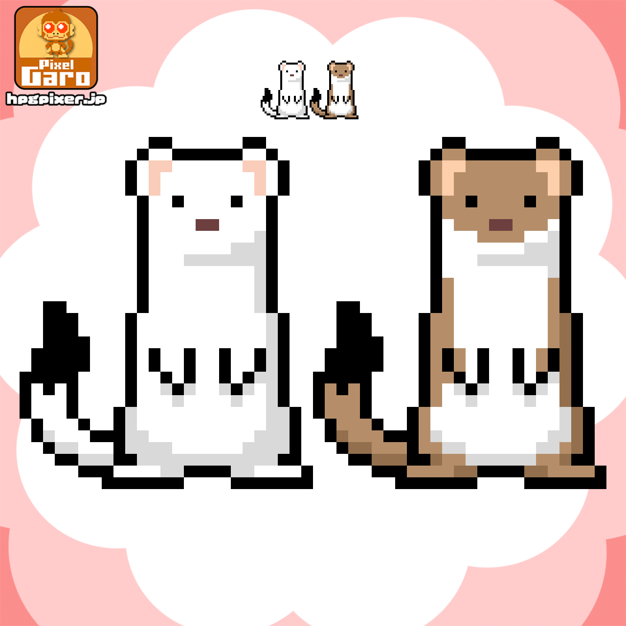 オコジョのドット絵アイコン アイキャッチ