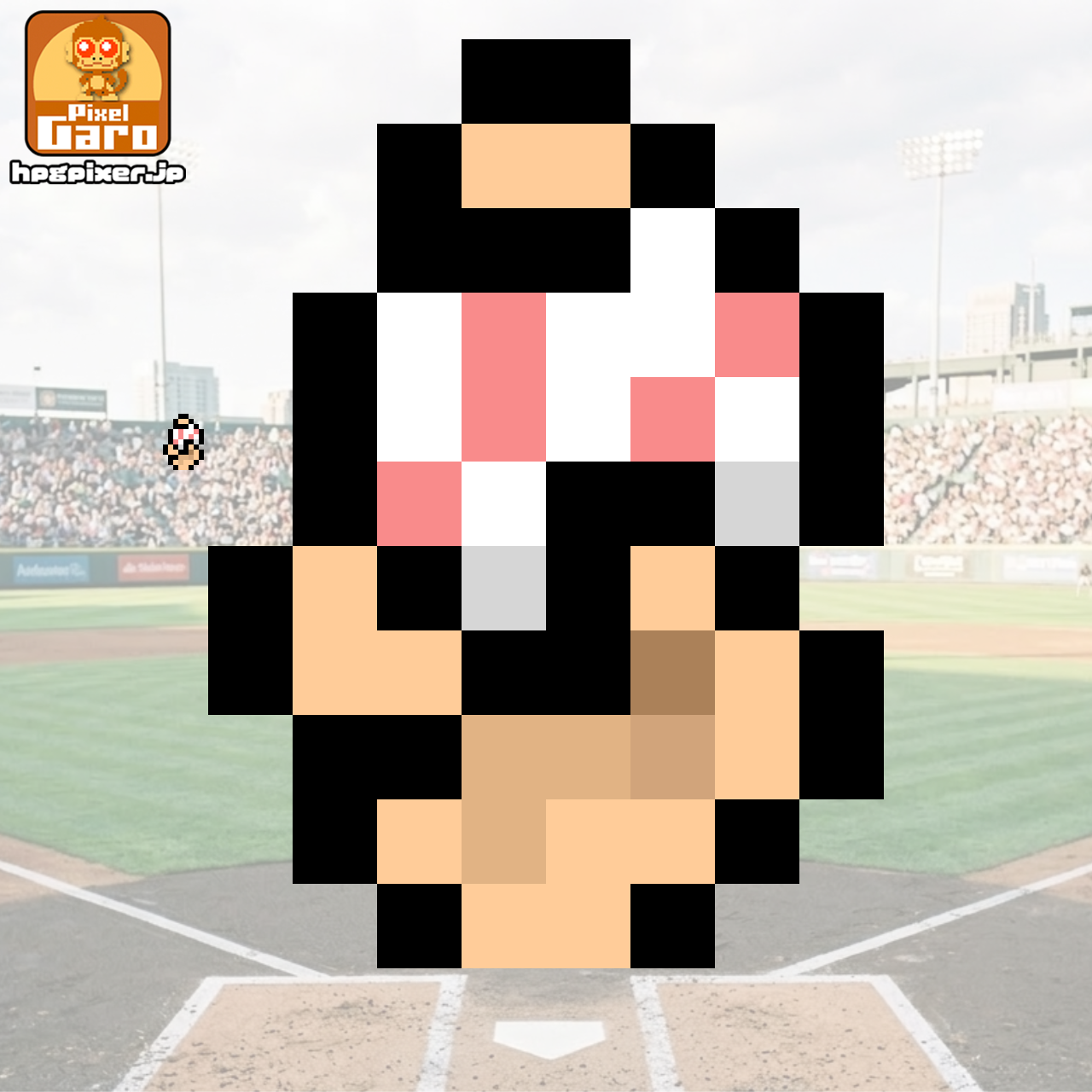 ミニマムな野球ボールの握りのドット絵アイコン アイキャッチ