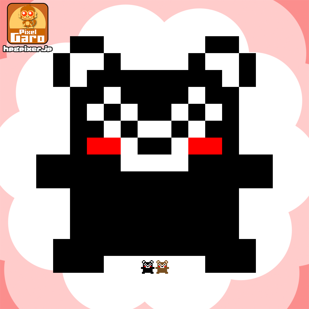 くまモン風のクマのドット絵アイコン アイキャッチ